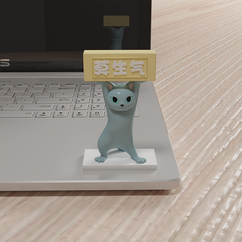 妖娆猫咪莫生气不发脾气办公桌面工位装饰不要生气治愈情绪小摆件