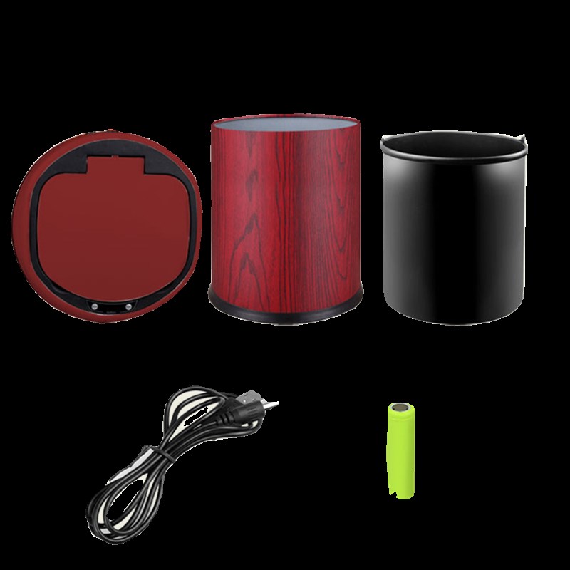 智能感应式垃圾桶家用充电动垃圾桶客厅卫生间中式复古红木垃圾桶