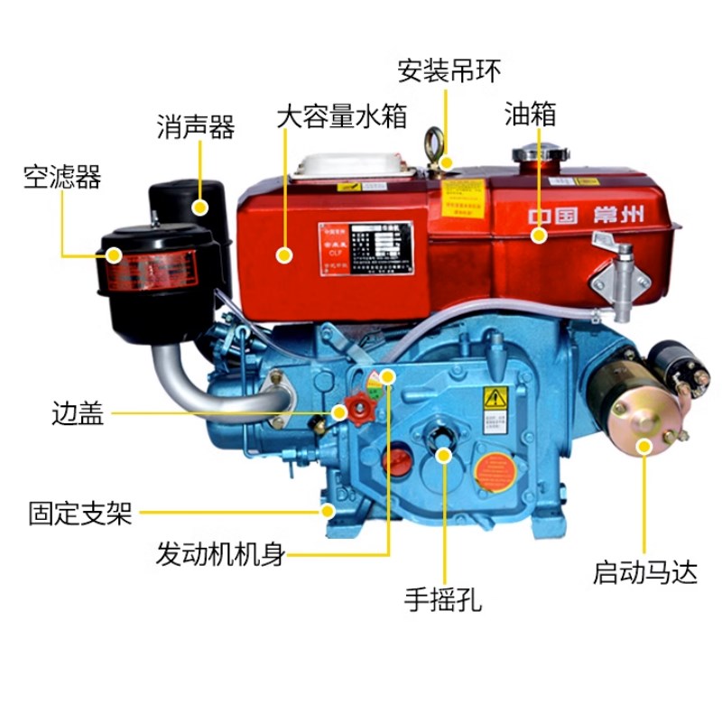 单缸柴油机发动机小型农用拖拉机头六匹八匹马力柴油机裸机船用
