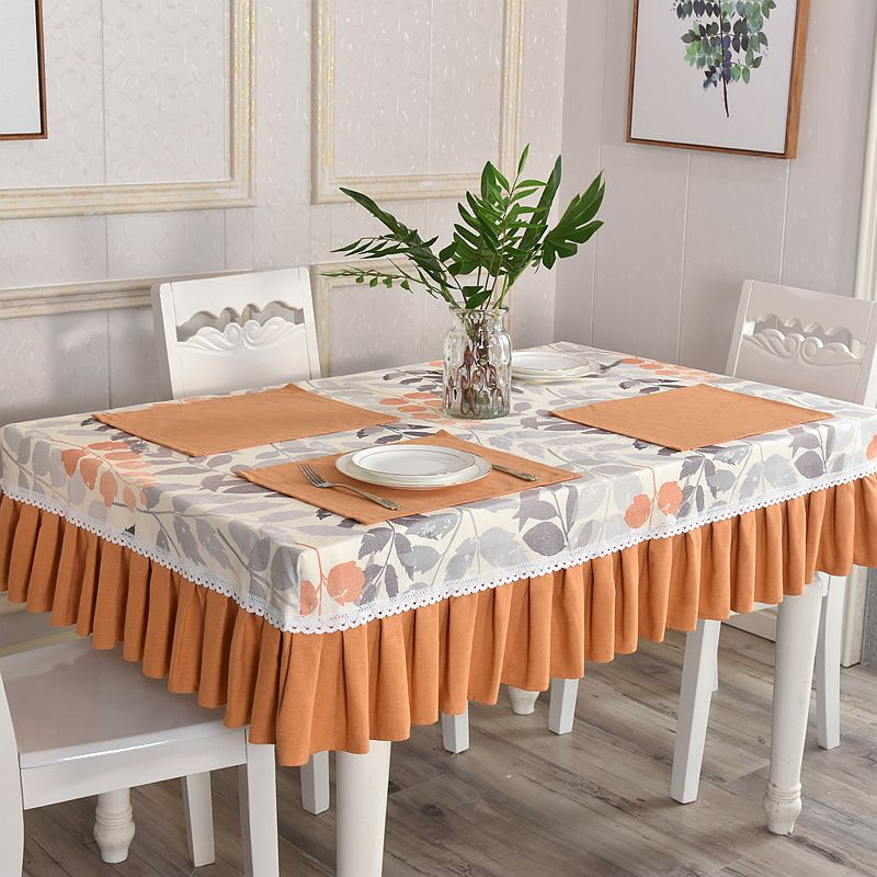 田园小新折叠椭圆桌布餐桌伸缩圆桌桌罩长方形茶几桌布定制