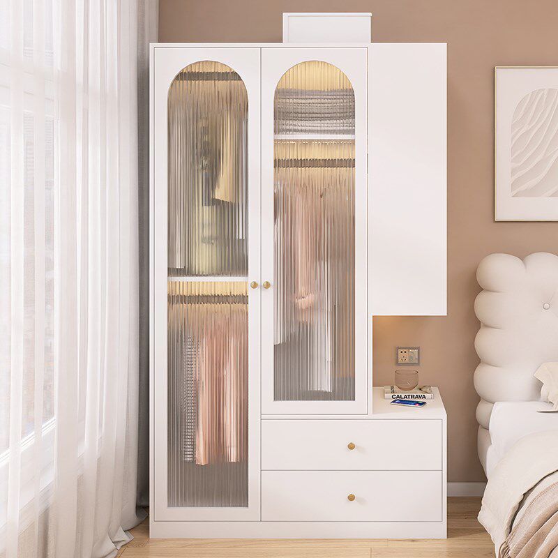 床边小衣柜家用卧室床头柜衣柜一体玻璃门全挂小户型单人储物衣橱