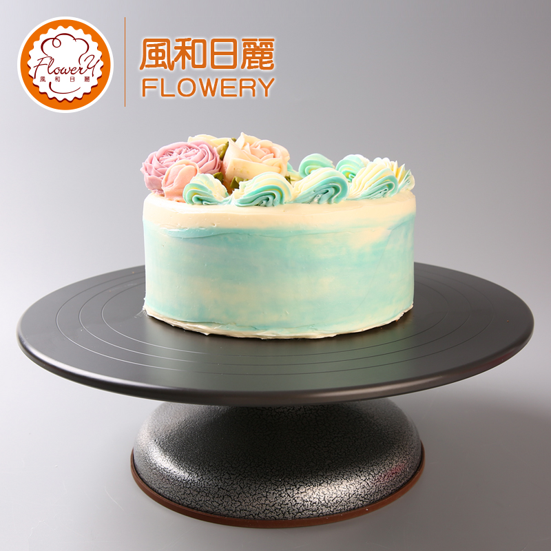 风和日丽蛋糕裱花转台防滑不易翻倒转盘 玻璃款铸铝合金款硬膜款