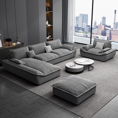 意式极简帆船布艺沙发客厅大小户型现代简约贵妃位沙发超宽坐深