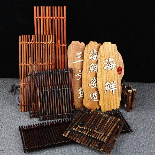 刺身装饰品日式竹排刺身木牌竹篱笆道具海鲜拼盘摆件海鲜姿造点缀