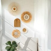 玄关装 饰草编木质简约北欧民族风复古客厅样板间壁挂民宿沙发背景