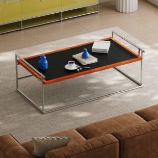 里约茶几包豪斯客厅家用小户型ins茶台设计师复古实木不锈钢茶桌