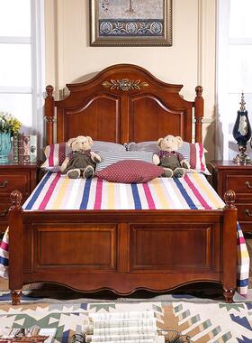 欧美白色实木儿童床1.12米1.35液压高箱储法式原木单人床