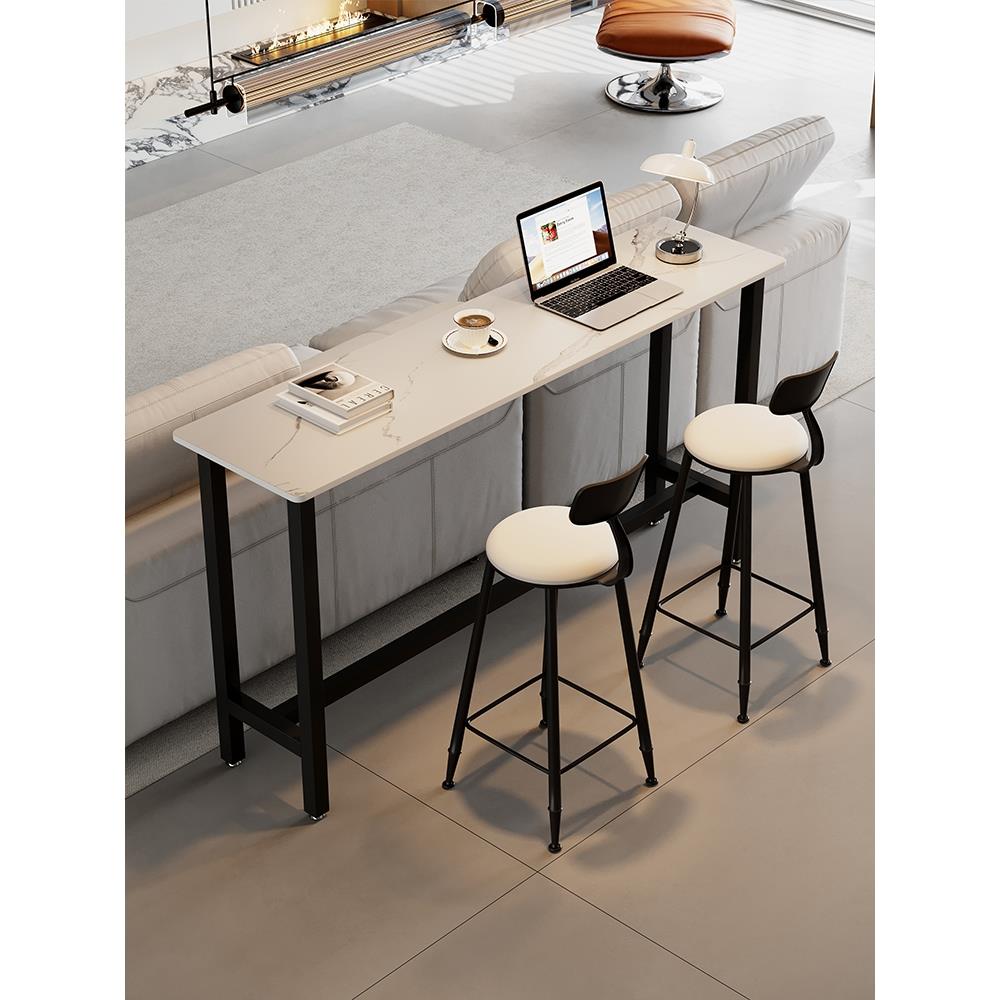 需定制岩板吧台桌家用阳台客厅靠墙长条桌小户型奶茶店休闲高脚桌