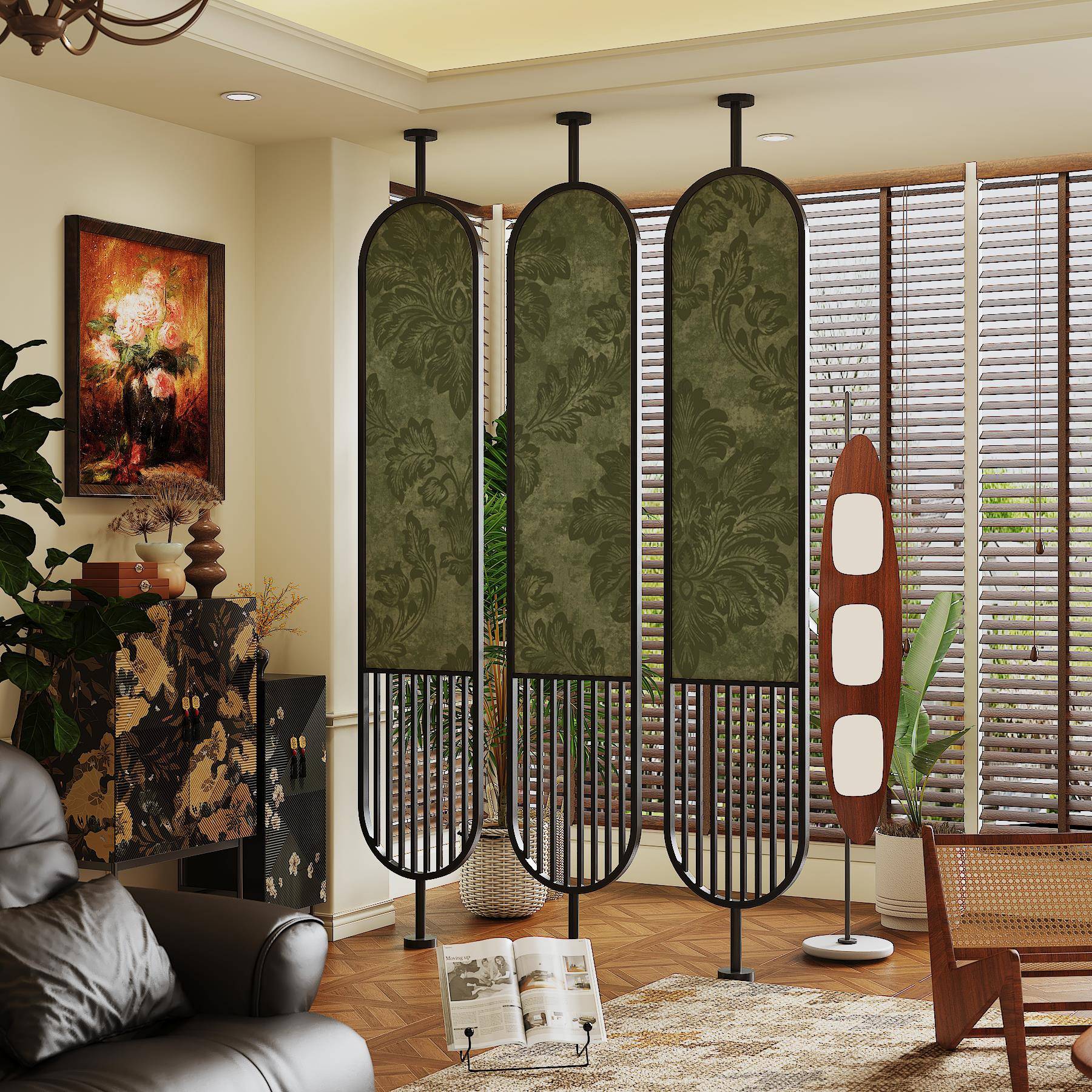 需定制法式绿茵实木旋转屏风隔断客厅入户家用餐厅茶室酒店定制玄