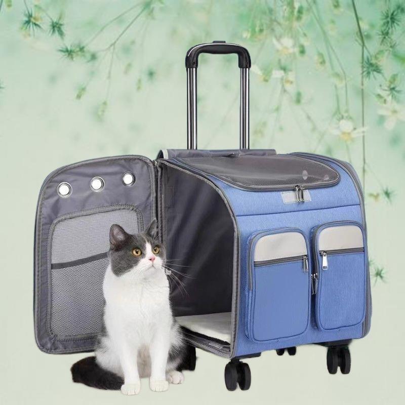 宠物拉杆箱猫包外出便携猫咪行李箱大号双肩透气狗狗小推车太空舱