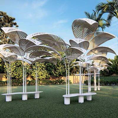 定制公园广场不锈钢廊架雕塑户外钢结构创意树形装饰铁艺凉亭摆件