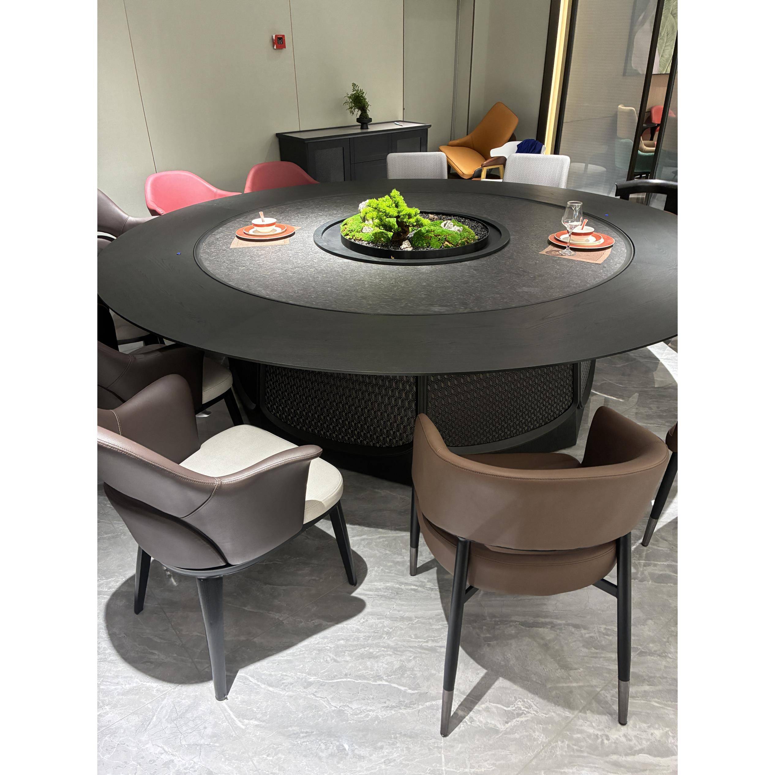 需定制酒店餐桌大圆桌电动饭店桌椅组合餐厅包厢15人20人