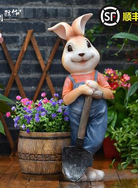 户外花园装饰幼儿园可爱兔子摆件动物造型花盆大号庭院造景布置