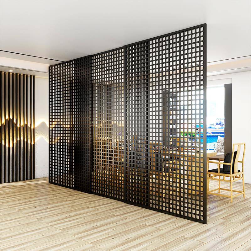 需定制极简金属格栅隔断墙办公展厅酒店镂空隔栅侘寂风客厅卧室格