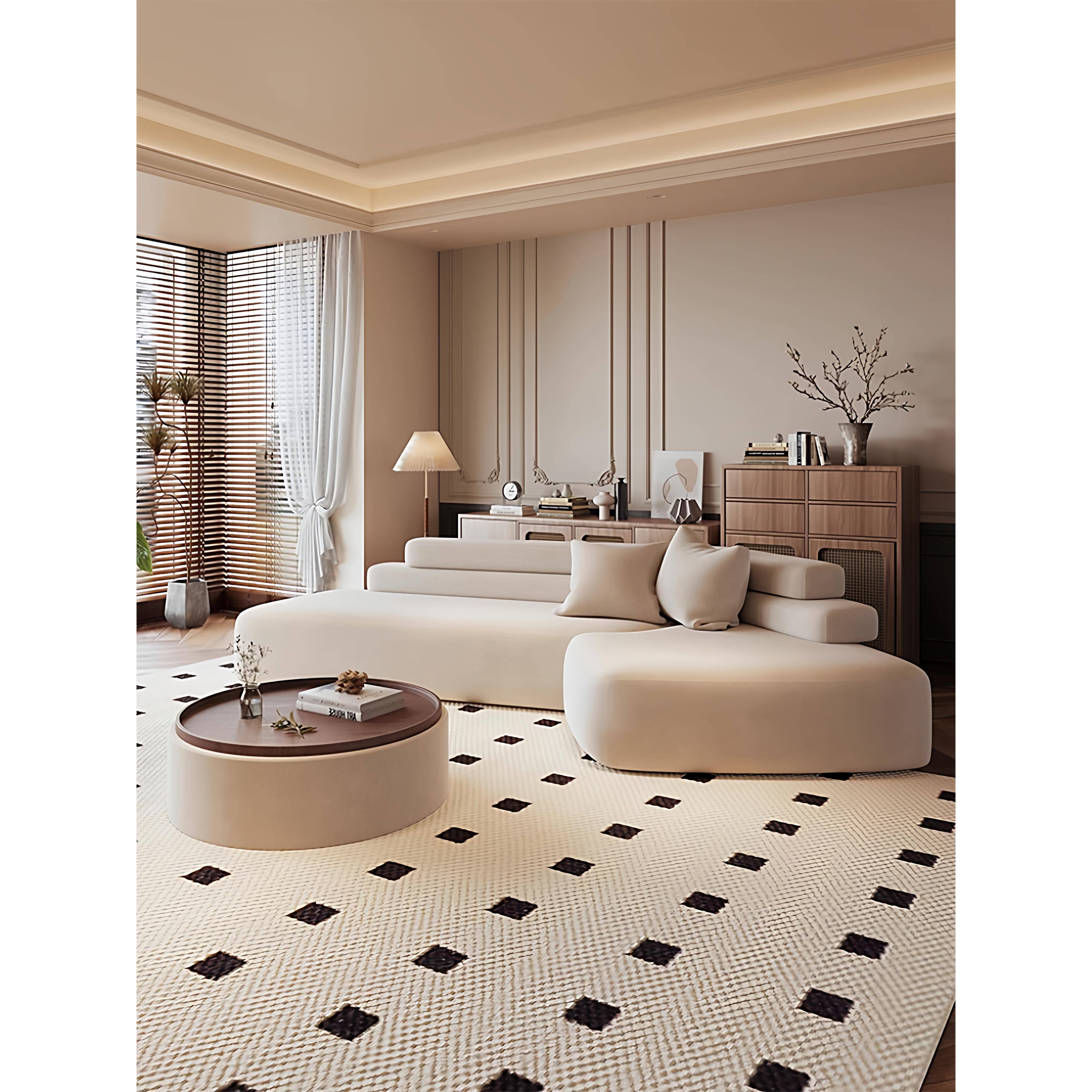 需定制意式极简奶油风转角沙发异形客厅布艺酒店美容院办公室休息