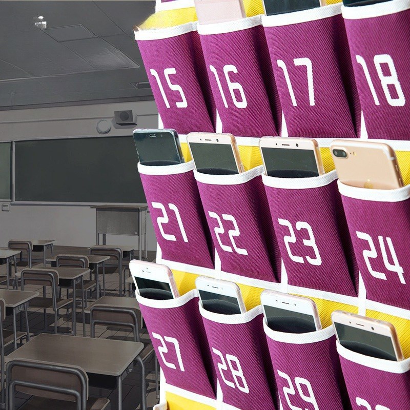 壁挂式手机收纳袋班级教r室用门后悬挂学生上课专用整理存放布袋