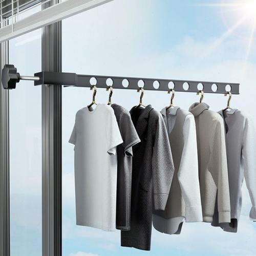 阳台室外晒衣窗户神器窗台晾衣架窗外窗框卡扣式旅行户外晾晒衣杆