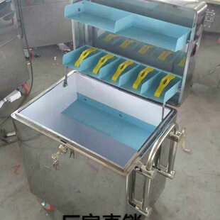 柜员款车 银行专用全不锈钢高档钱柜 500万款车带轮子运钞箱钱箱