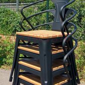 餐厅塑木桌椅 餐椅子 户外桌椅防腐木休闲餐台椅 花园庭院酒吧