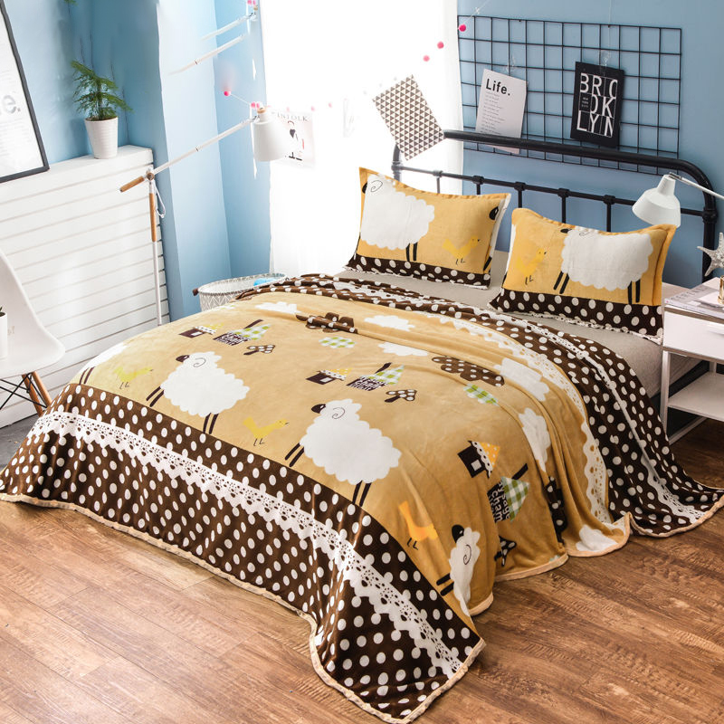 珊瑚绒毛毯单件法兰绒床单加厚双面绒单人盖毯金貂绒加绒双人床毯