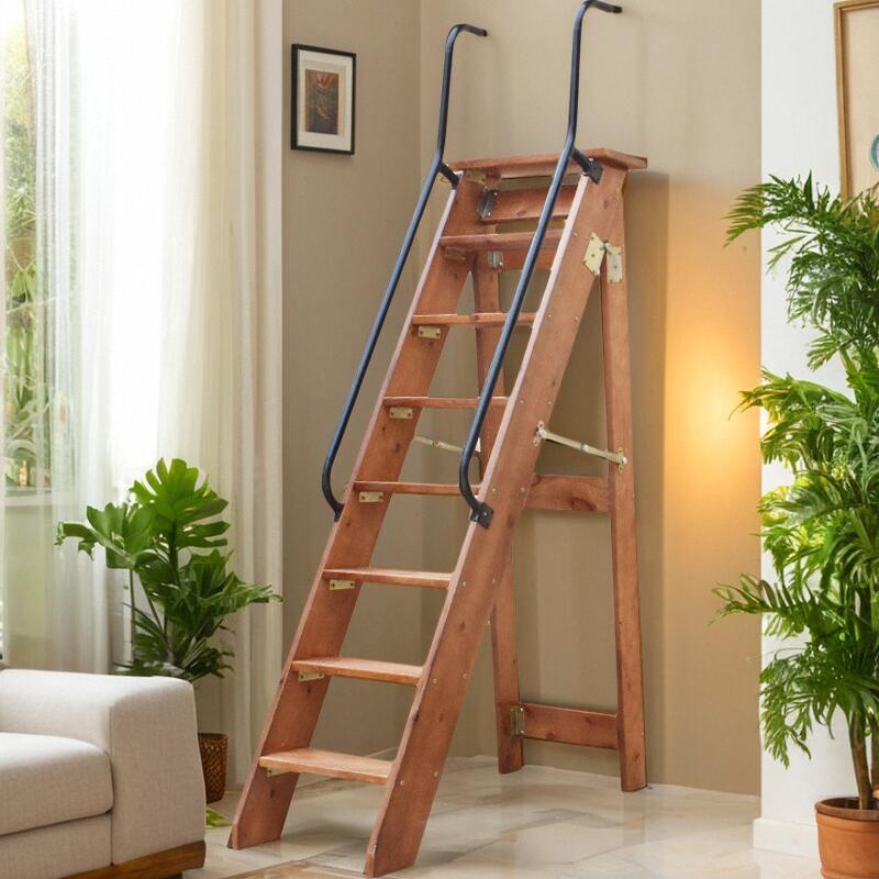 家用折叠楼梯室内进口实木单侧人字梯子单卖多功能移动登高扶手梯