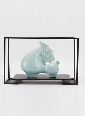 新中式陶瓷马摆件家居饰品酒店博古架客厅玄关酒柜软装骏马工艺品