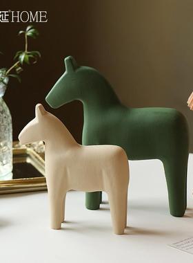 北欧ins风文艺木马摆件创意家居客厅电视柜酒柜装饰品房间小摆设