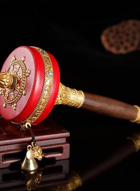 亚青红皮底座 手摇转轮六字金色大小号可选