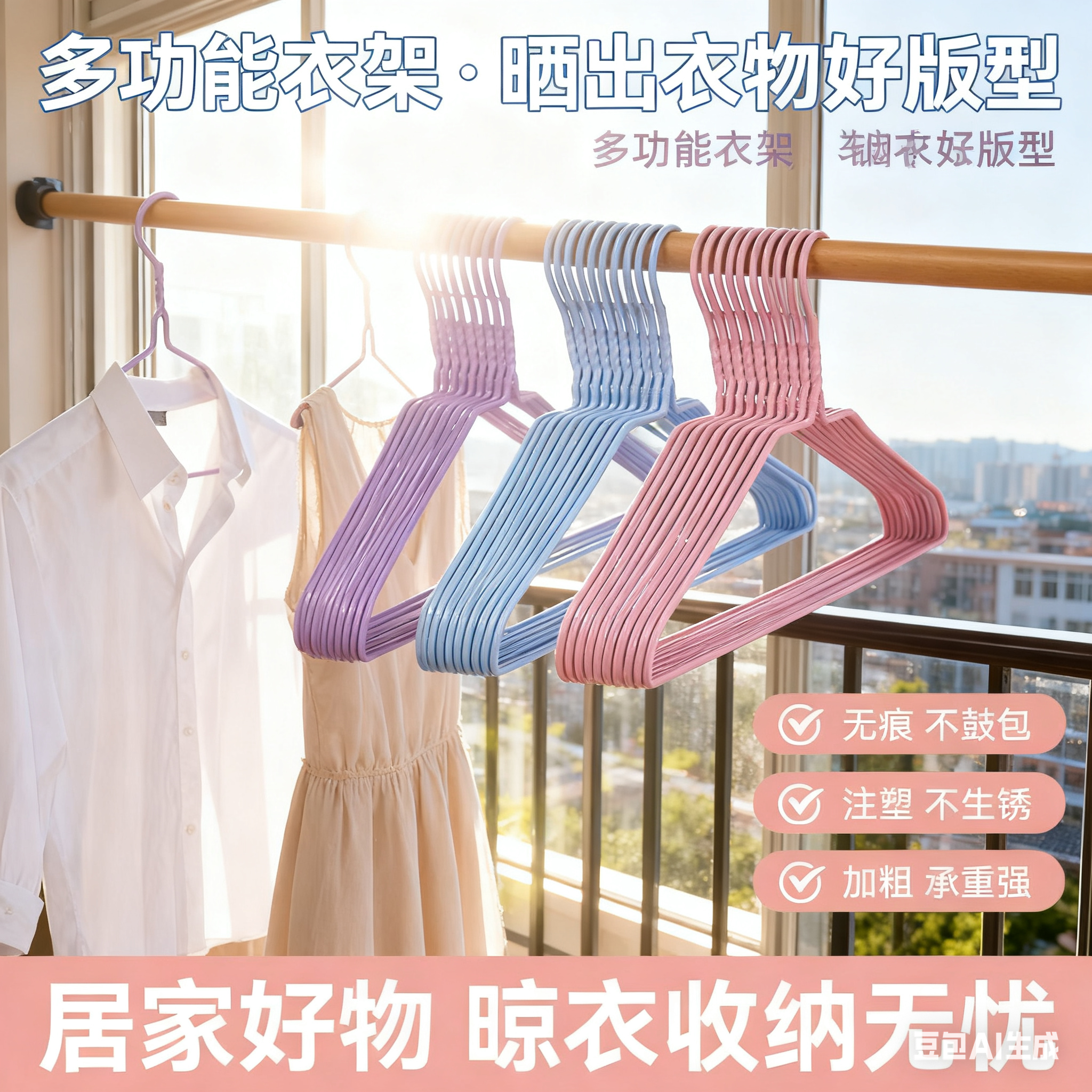 家用无痕防滑晾衣架衣撑子