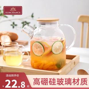 sunchance玻璃冷水壶家用耐热耐高温凉水杯套装 日式 泡茶水壶夏季