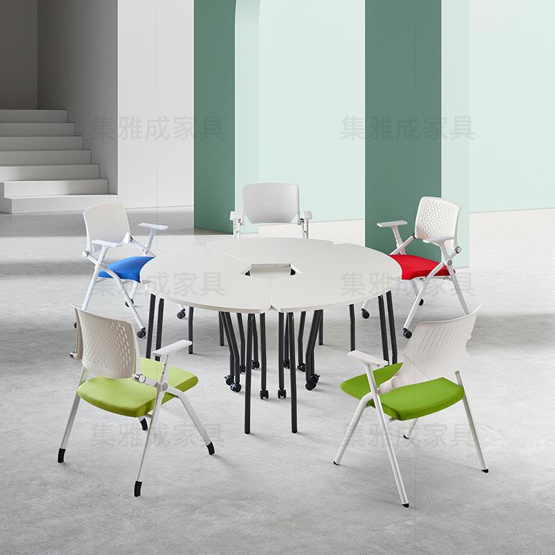 圆形拼接创意桌多媒体电脑室组合桌简约智慧课堂讨论会议桌学生桌