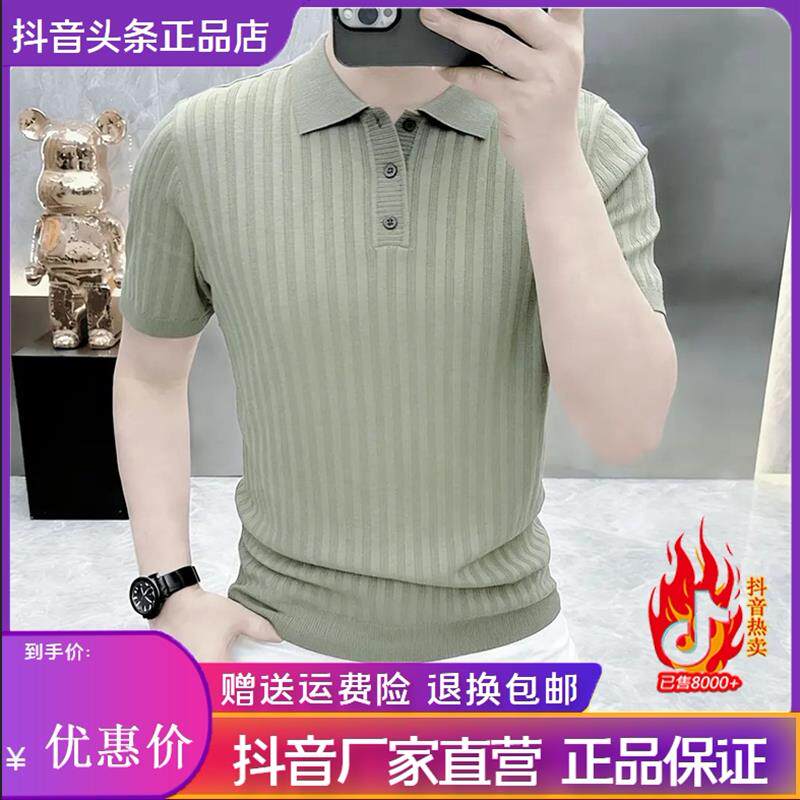 达佑轻奢迪瑟森夏季老钱风翻领短袖针织POLO衫T恤Y男士时尚半袖t