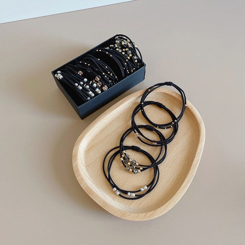 黑色头绳珍珠皮筋高弹力耐用打结橡皮筋女生扎马尾发圈儿童发绳女,童装/婴儿装/亲子装,发饰,淘宝优惠券,粉丝福利购,淘宝优惠卷