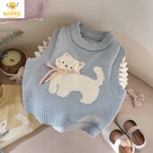 女童针织马甲婴儿童宝宝春季 毛衣小背心内穿毛线外穿马夹上衣 新款