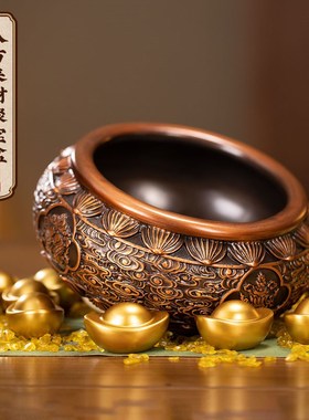 朱炳仁铜 八方来财聚宝盆 开业家居客厅桌面高档工艺品装饰品礼品