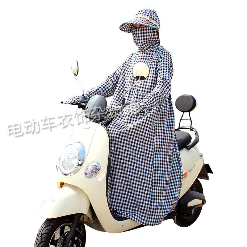 骑车开电动摩托车防晒衣服帽子纯棉遮阳衫手套长款防走光女夏季