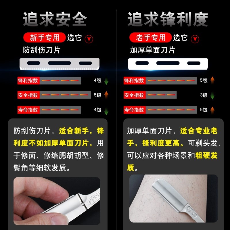 本企防刮伤安全剃刀刮刀理发修面刮脸刀刮胡刀剃须刀手动老式刀片