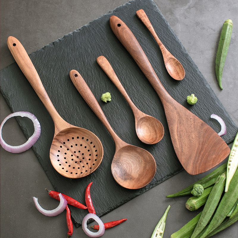 无漆实木木头木质木铲子不粘锅专用耐高温锅铲家用炒菜铲饭勺漏勺