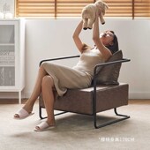 铁艺沙发椅复古简约小户型科技布沙发服装 奶茶店咖啡厅单人小沙发