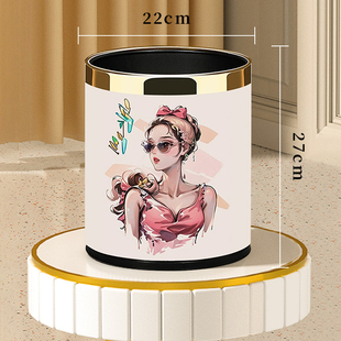 创意双层垃圾桶卡通动漫手绘风高颜值卫生桶家用客厅卧室房间纸篓