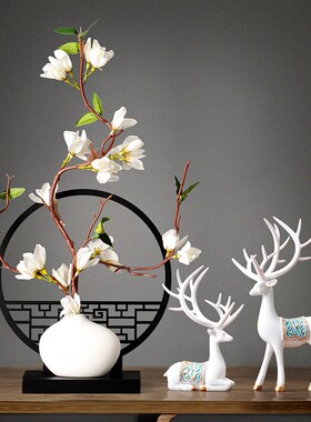 中式鹿摆件花瓶家居装饰品玄关酒柜书房电视柜办公桌创意结婚礼物
