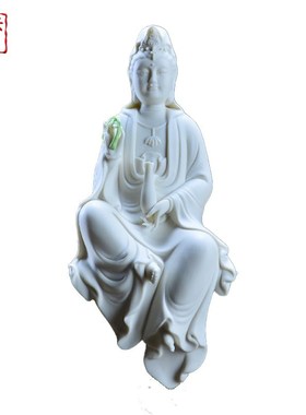 新中式禅意观世音菩萨佛像摆件陶瓷杨柳净瓶南海观音家用镇宅装饰