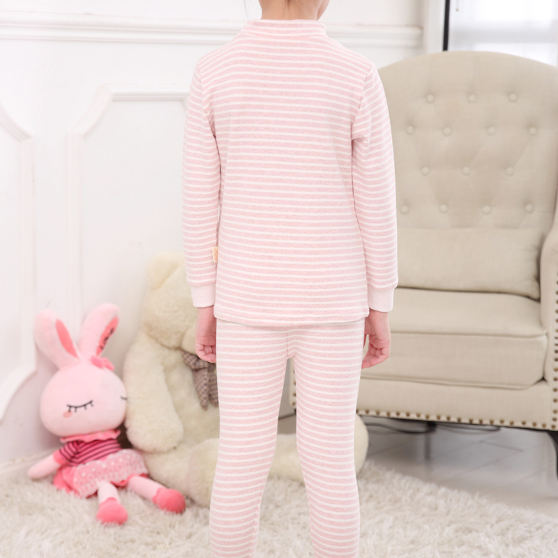 儿童内衣套装纯棉加厚中高领女宝宝棉毛衫男童彩棉保暖打底秋衣裤