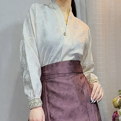 青渊汉服日常百搭马面裙改良交领上衣飞机袖【初见】上班四季可穿