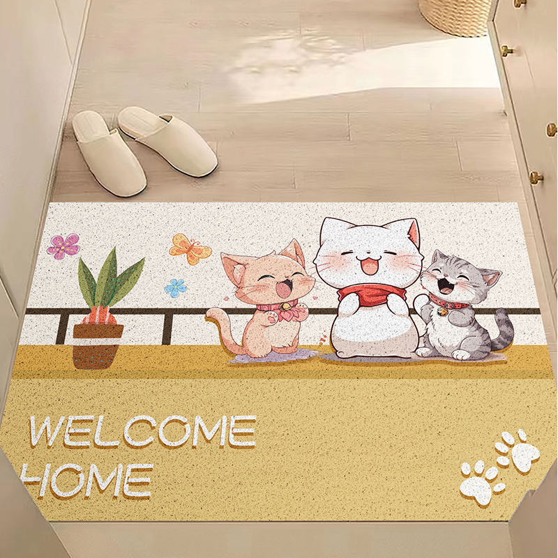 门口丝圈地垫卡通猫狗可裁剪地毯家用脚垫进门入户门垫清新可爱