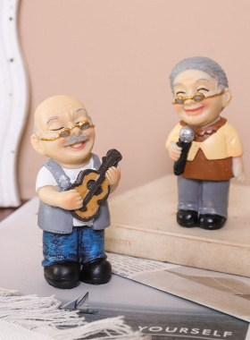 老头老太太家居装饰品酒柜客厅卧室小摆件爷爷奶奶白头偕老人礼物