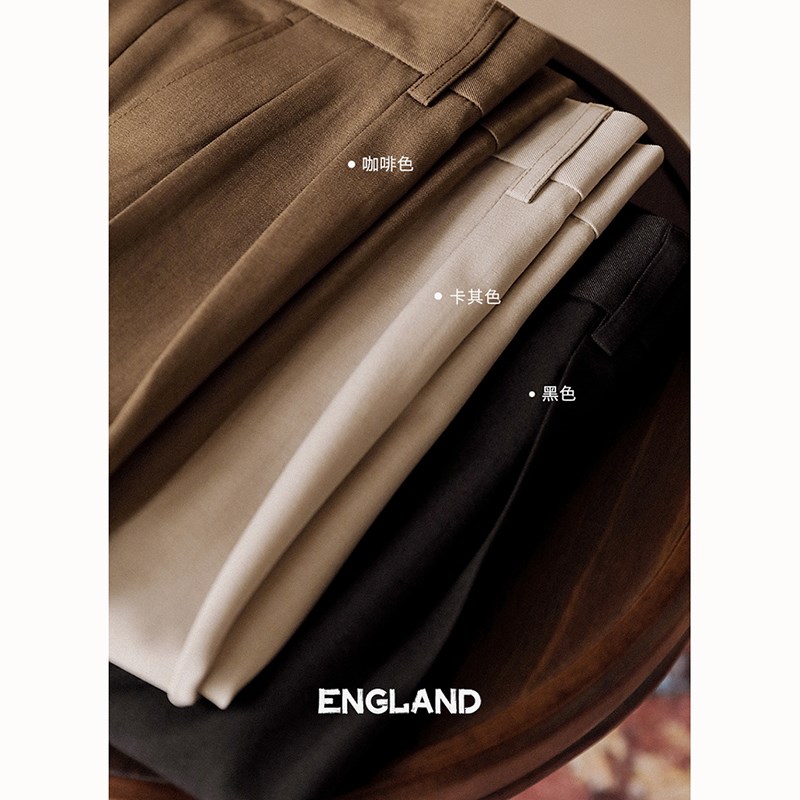 好莱坞宽松裤子男夏季商务绅士那不勒斯休闲长裤意式直筒高腰西裤
