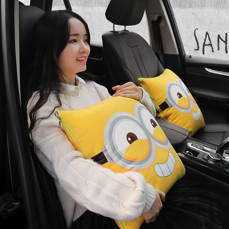 车载抱枕被子两用女汽车内靠枕午睡空调毯多功能加厚个性可爱冬季