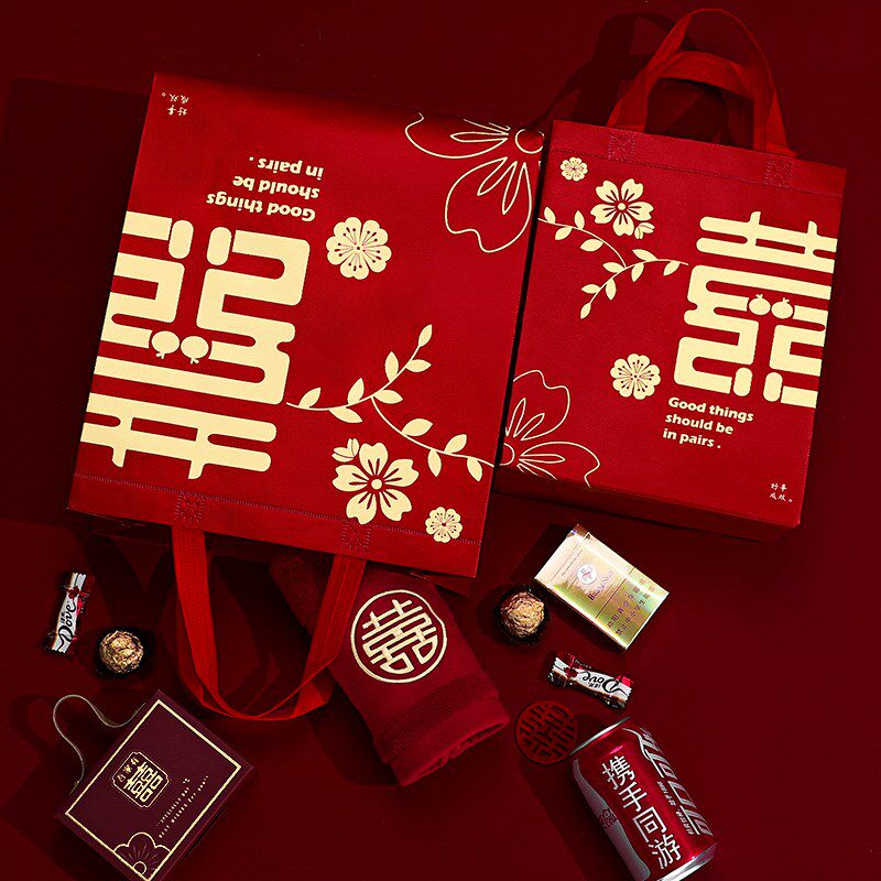 2024新款婚庆用品红色大号手提袋伴手礼回礼袋结婚喜糖袋子礼品袋