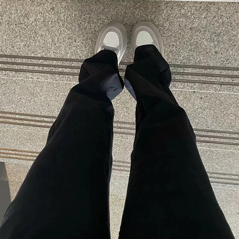 小个子显高黑色牛仔裤大码梨形显瘦裤子女秋季新款直筒宽松阔腿裤